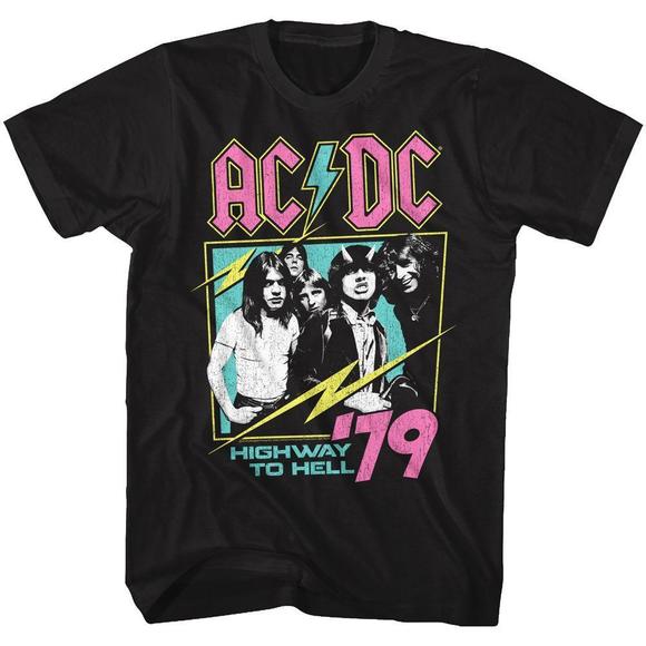 Other - Acdc Neon 1979 Highway To Hell Album Photo Black Tshirt